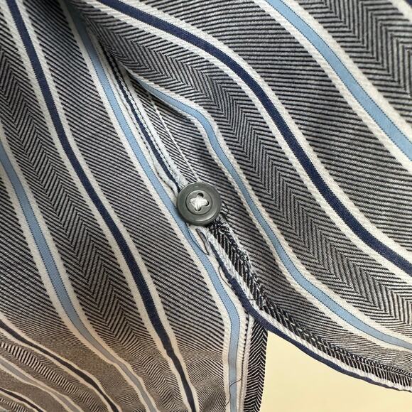 Ermenegildo Zegna Blue Striped Cotton Dress Shirt XL Made in Italy - Picture 6 of 7